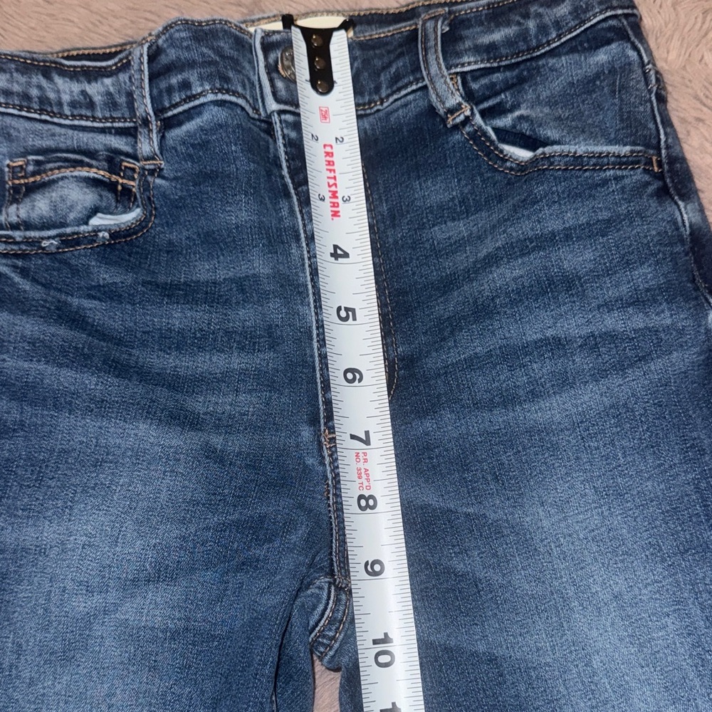Garage Dark Blue Distressed Denim Ankle Jeans Fitted Skinny Blue Jean Pants sz 0 - Picture 7 of 10